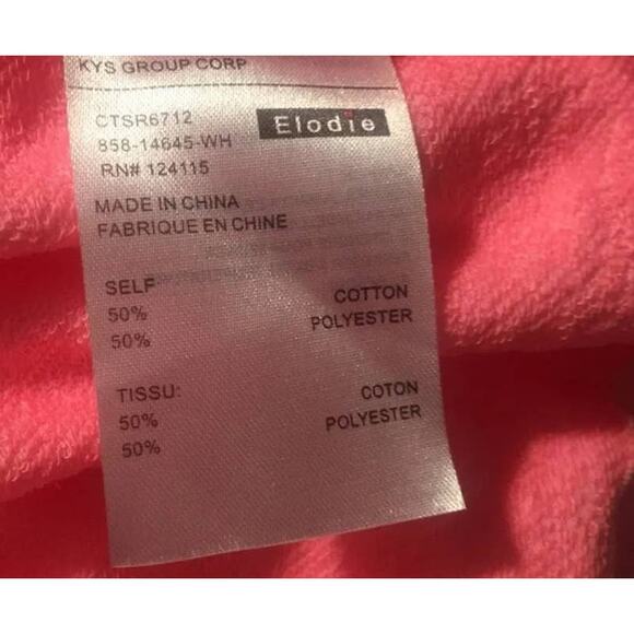 Elodie Womens French Terry Crop Sweatshirt Medium Neon Pink NEW Drawstring Waist - Picture 7 of 7